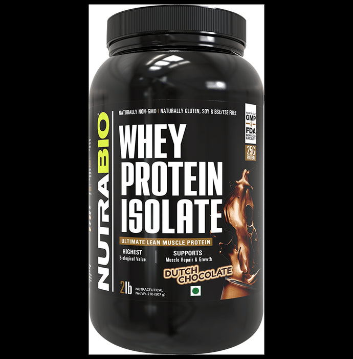 Nutra Bio Whey Protien Isolate Powder Dutch Chocolate - Nibasu