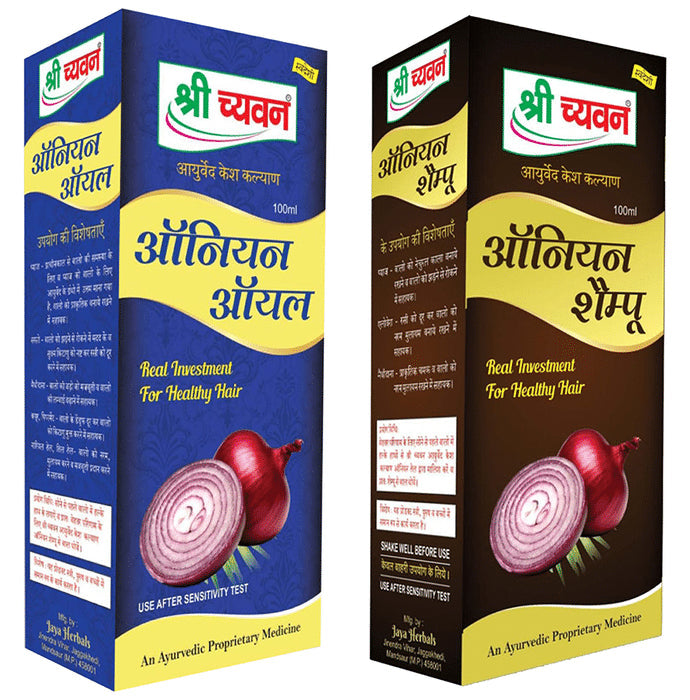 Shri Chyawan Combo Pack of Onion Shampoo & Oil (100ml Each) - Nibasu