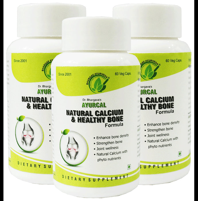 Dr Bhargava Ayurcal Natural Calcium & Healthy Bone Formula Veg Capsules (60 Each) - Nibasu