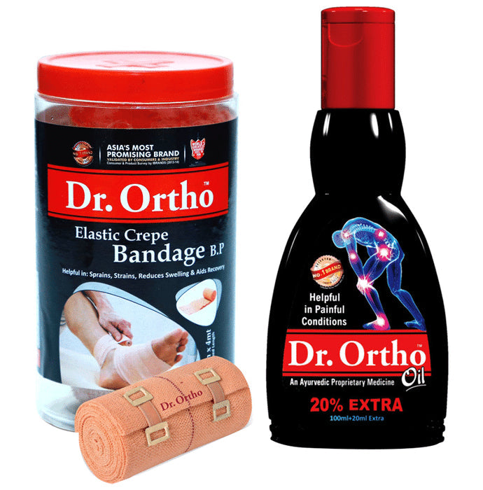 Dr Ortho Combo of Pain Relief Oil 120ml & Crepe Bandage (10X4) - Nibasu