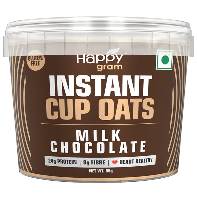 Happy Gram Milk Chocolate Gluten Free Instant Cup Oats with 25gm Protein & 9gm Fibre - Nibasu