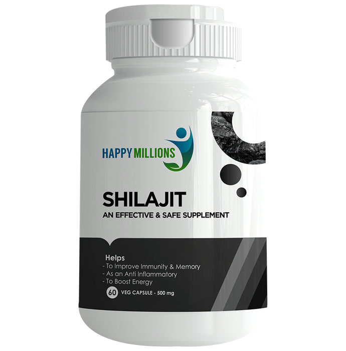 Happy Millions Shilajit Vegetarian Capsule | Improve Memory & Energy | - Nibasu