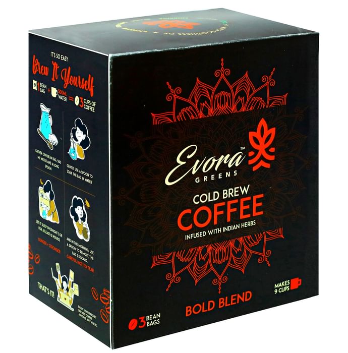 Evora Greens Cold Brew Coffee Bean Bag (50gm Each) Bold Blend - Nibasu