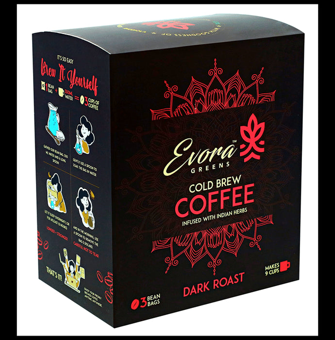 Evora Greens Cold Brew Coffee Bean Bag (50gm Each) Dark Roast - Nibasu