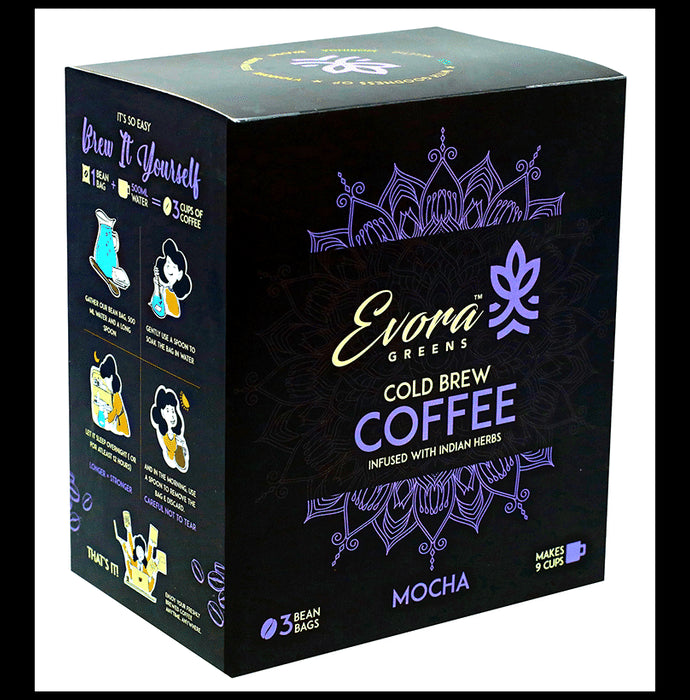 Evora Greens Cold Brew Coffee Bean Bag (50gm Each) Mocha - Nibasu