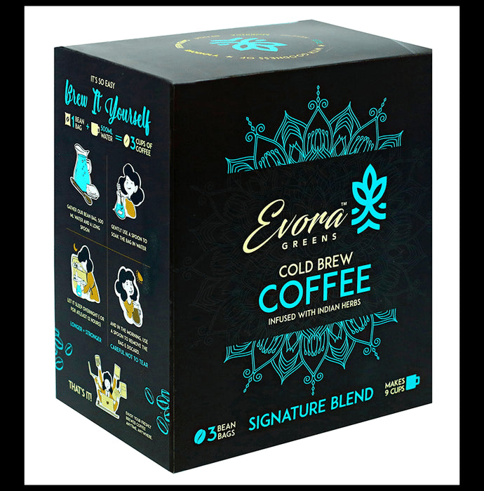 Evora Greens Cold Brew Coffee Bean Bag (50gm Each) Signature Blend - Nibasu