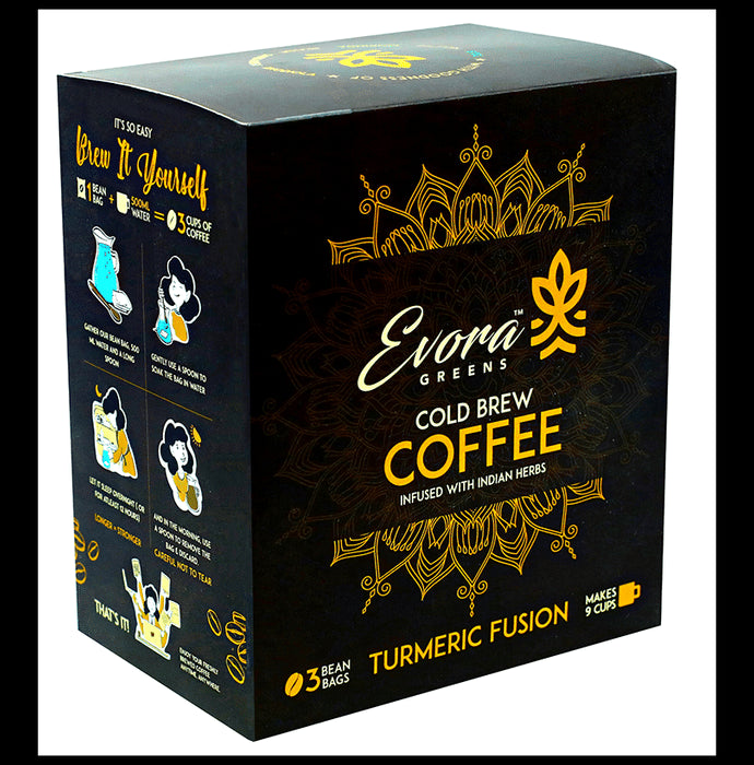 Evora Greens Cold Brew Coffee Bean Bag (50gm Each) Turmeric Fusion - Nibasu