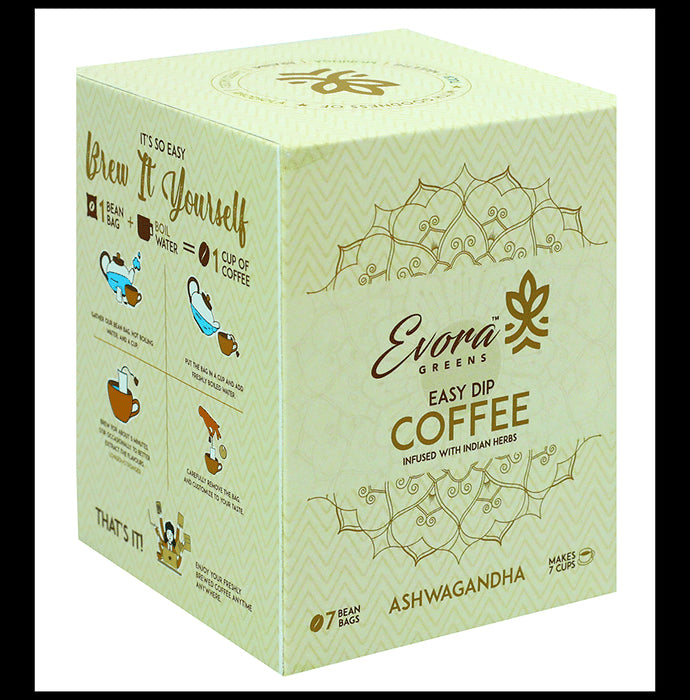 Evora Greens Easy Dip Coffee Bean Bag (12.5gm Each) Ashwagandha - Nibasu