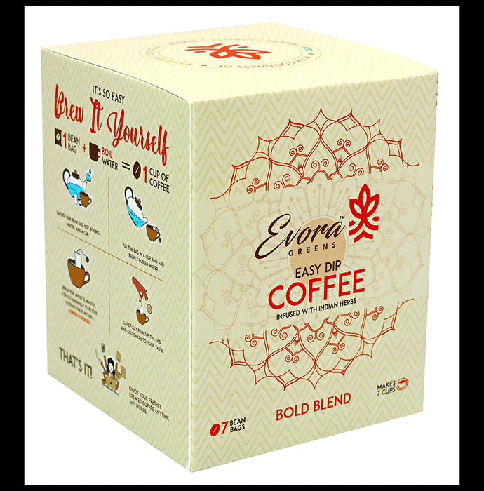Evora Greens Easy Dip Coffee Bean Bag (12.5gm Each) Bold Blend - Nibasu