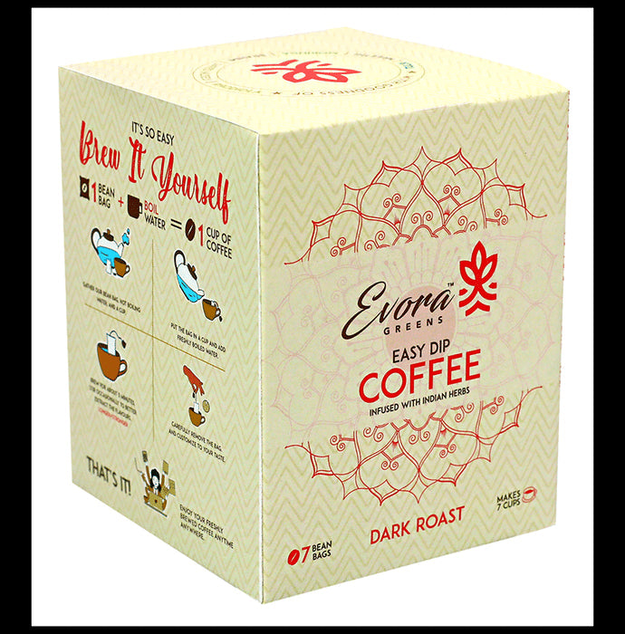 Evora Greens Easy Dip Coffee Bean Bag (12.5gm Each) Dark Roast - Nibasu