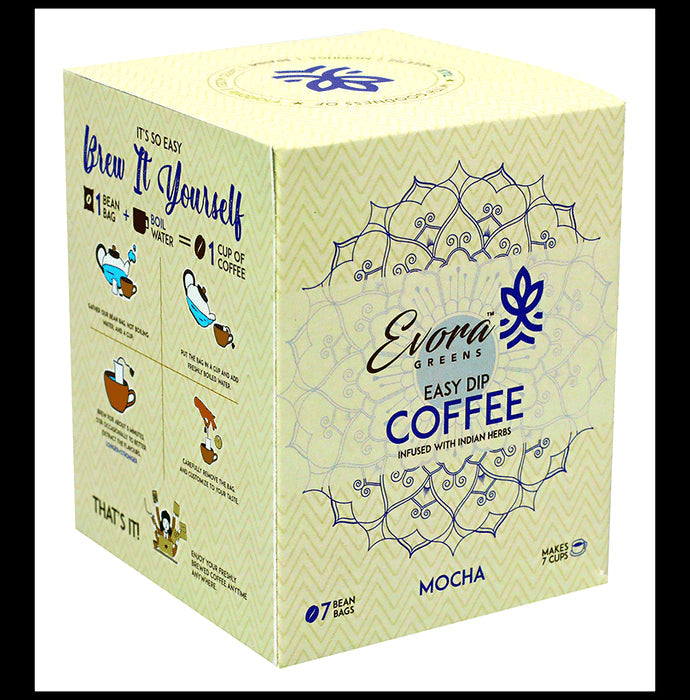 Evora Greens Easy Dip Coffee Bean Bag (12.5gm Each) Mocha - Nibasu