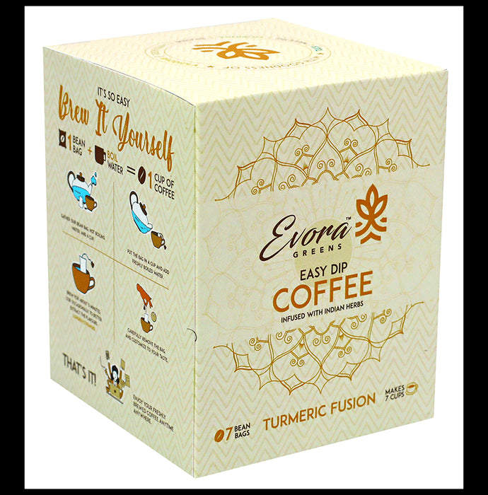 Evora Greens Easy Dip Coffee Bean Bag (12.5gm Each) Turmeric Fusion - Nibasu