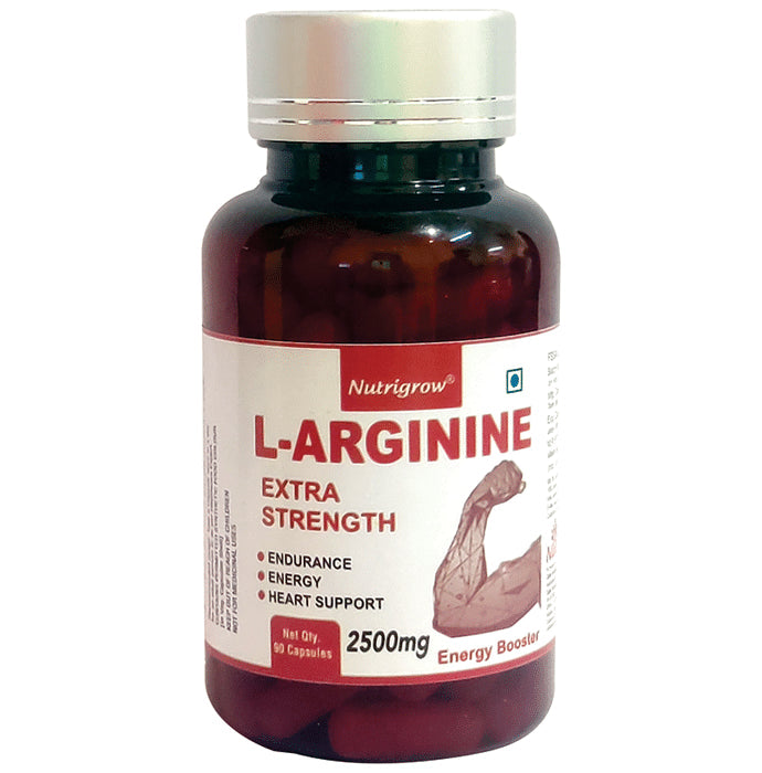 Nutrigrow L-Arginine Extra Strength 2500mg for Endurance, Energy & Heart Health | Capsule - Nibasu