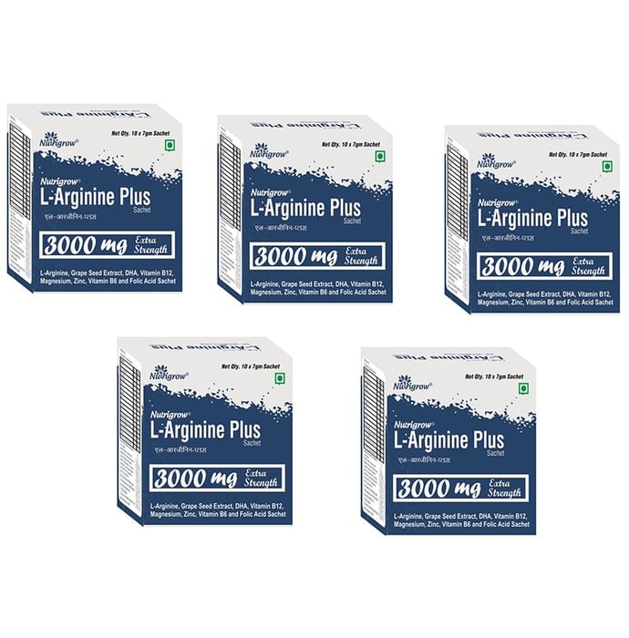 Nutrigrow L-Arginine Plus 3000mg Extra Strength Powder (10 Sachet Each) - Nibasu