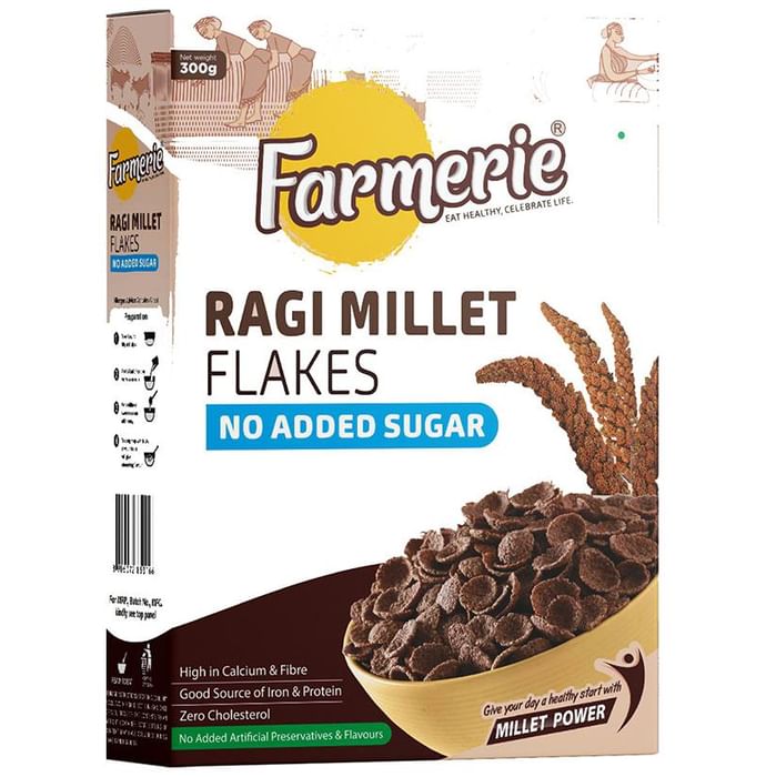 Farmerie Ragi Millet No Added Sugar Flakes - Nibasu