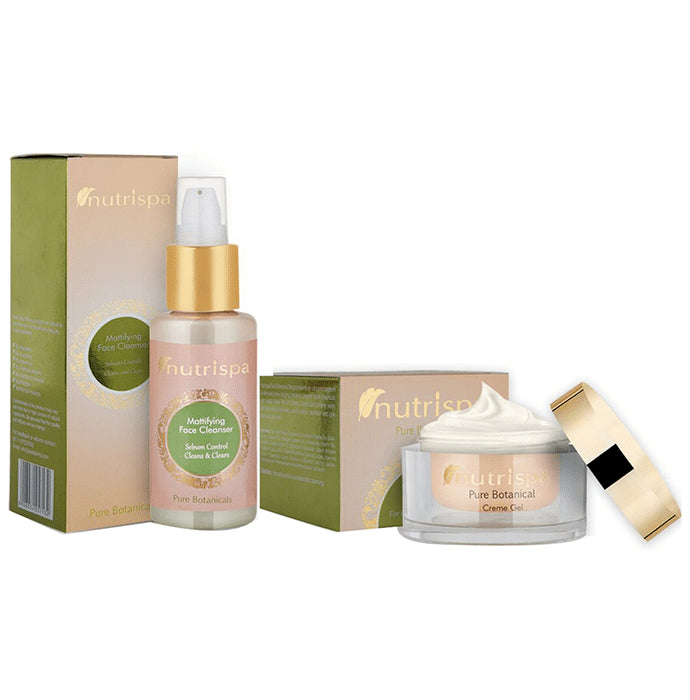 Nutrispa Combo Pack of Pure Botanical Creme Gel and Mattifying Face Cleanser - Nibasu