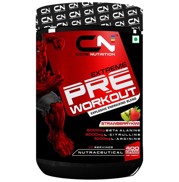 Core Nutrition Extreme Pre Workout Powder Strawberry-Kiwi - Nibasu