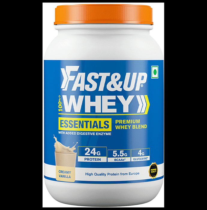 Fast&Up 100% Whey Protein Blend with BCAA & Glutamine for Muscle Support | Flavour Creamy Vanilla - Nibasu