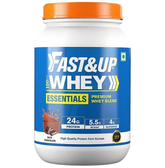 Fast&Up 100% Whey Protein Blend with BCAA & Glutamine for Muscle Support | Flavour Rich Chocolate - Nibasu