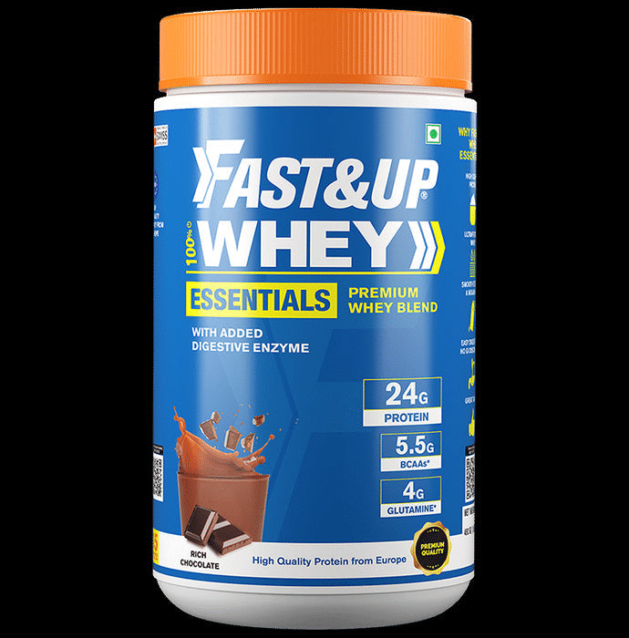 Fast&Up 100% Whey Protein Blend with BCAA & Glutamine for Muscle Support | Flavour Rich Chocolate - Nibasu