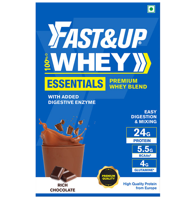 Fast&Up 100% Whey Protein Blend with BCAA & Glutamine for Muscle Support | Flavour Rich Chocolate - Nibasu