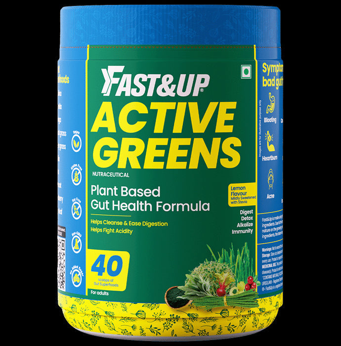 Fast&Up Active Greens with High Quality Superfoods & Supergreens | For Immunity Boost Powder Lemon - Nibasu