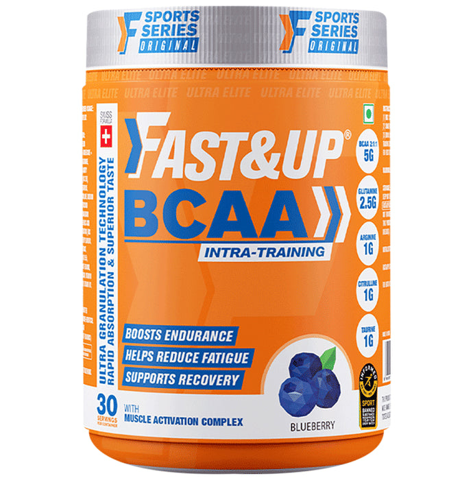 Fast&Up BCAA 2:1:1 (Leucine, Isoleucine & Valine) | For Lean Muscles & Recovery | Flavour Blueberry - Nibasu