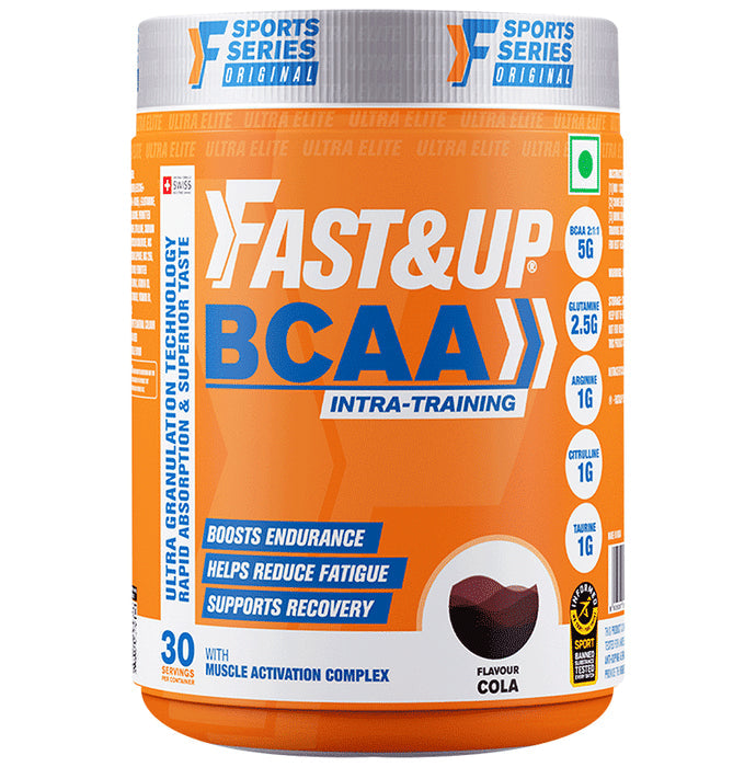 Fast&Up BCAA 2:1:1 (Leucine, Isoleucine & Valine) | For Lean Muscles & Recovery | Flavour Cola - Nibasu