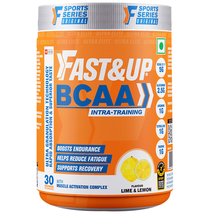 Fast&Up BCAA 2:1:1 (Leucine, Isoleucine & Valine) | For Lean Muscles & Recovery | Flavour Lime-Lemon - Nibasu