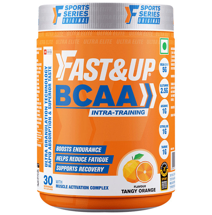 Fast&Up BCAA 2:1:1 (Leucine, Isoleucine & Valine) | For Lean Muscles & Recovery | Flavour Orange - Nibasu