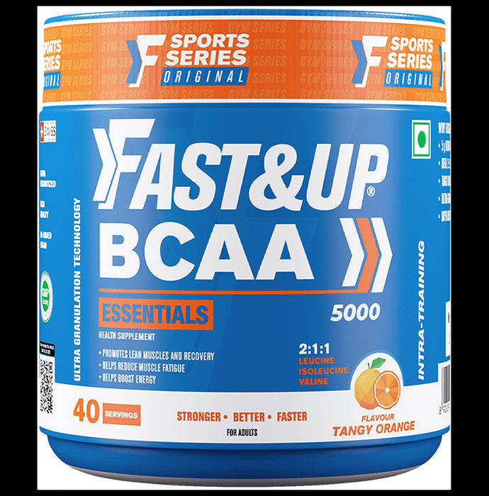 Fast&Up BCAA 2:1:1 (Leucine, Isoleucine & Valine) | For Lean Muscles & Recovery | Flavour Orange - Nibasu