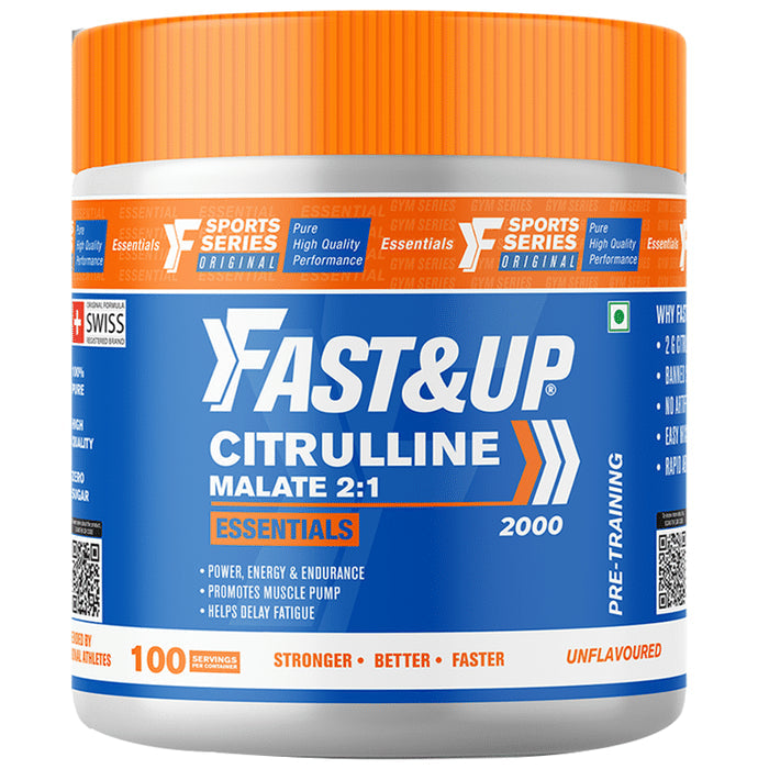 Fast&Up Citrulline Malate Essentials for Muscles, Endurance & Fatigue Reduction | Unflavoured - Nibasu