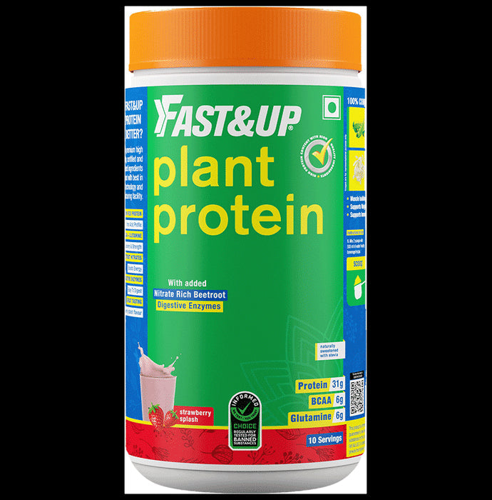 Fast&Up Plant Protein with Added Nitrate Rich Digestive EnzymeBeetroot Powder Strawberry Splash - Nibasu