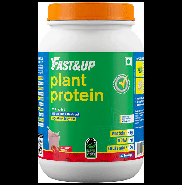 Fast&Up Plant Protein with Added Nitrate Rich Digestive EnzymeBeetroot Powder Strawberry Splash - Nibasu