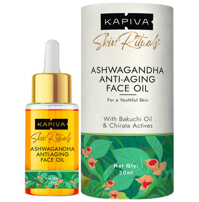 Kapiva Ashwagandha Anti-Aging Face Oil | Plant Based Retinol | Ayurvedic Oil for Wrinkles/Fine Lines Oil - Nibasu
