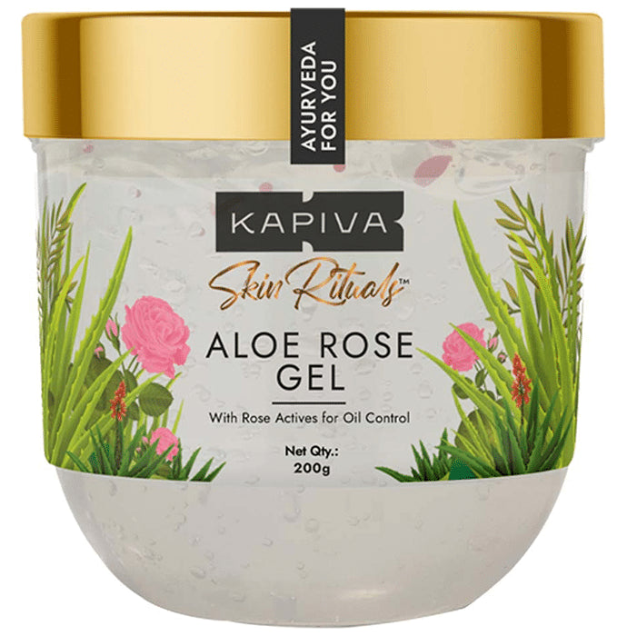 Kapiva Skin Rituals Aloe Rose Gel 200g|For Sunburn Relief & Hydration|Clinically Tested Rose Actives Gel - Nibasu