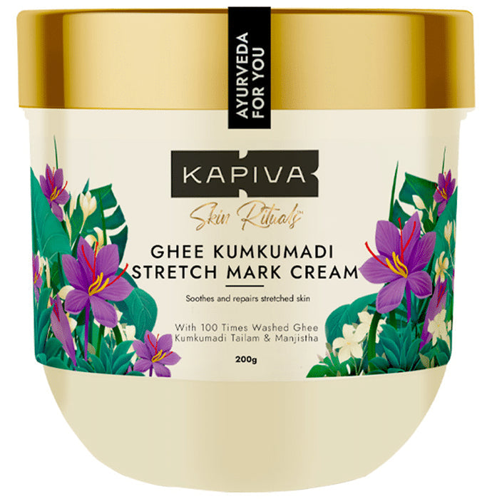 Kapiva Skin Rituals Ghee Kumkumadi Stretch Mark Cream | Reduce & Prevent Stretch Marks Cream - Nibasu