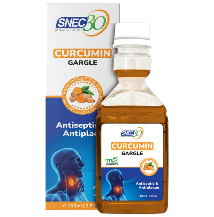 Snec 30 Ayurvedic Curcumin Gargle Solution for Sore Throat, Bad Breathe Black Pepper Mint - Nibasu