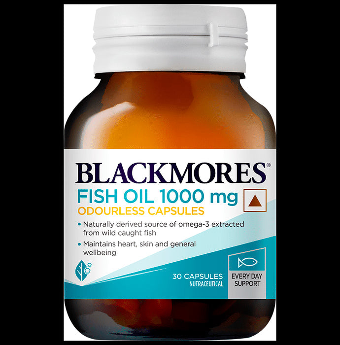 Blackmores Odourless Fish Oil 1000mg Capsule for Healthy Heart, Mind, Body & Eyes Capsule - Nibasu