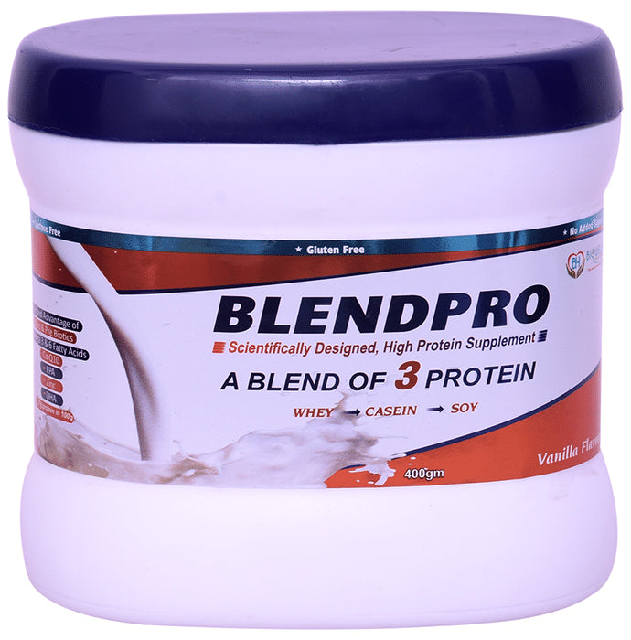 Blendpro High Protein Supplement with Whey, Casein & Soy | Flavour Vanilla Powder - Nibasu