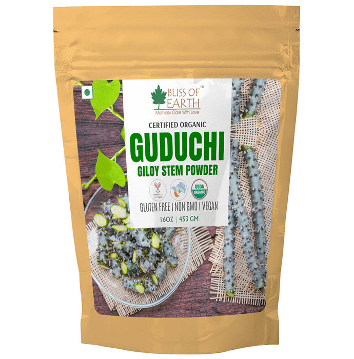 Bliss of Earth Certified Organic Guduchi Giloy Stem Powder - Nibasu