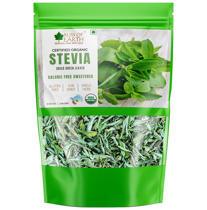 Bliss of Earth Certified Organic Stevia Dried Green Leaves - Nibasu