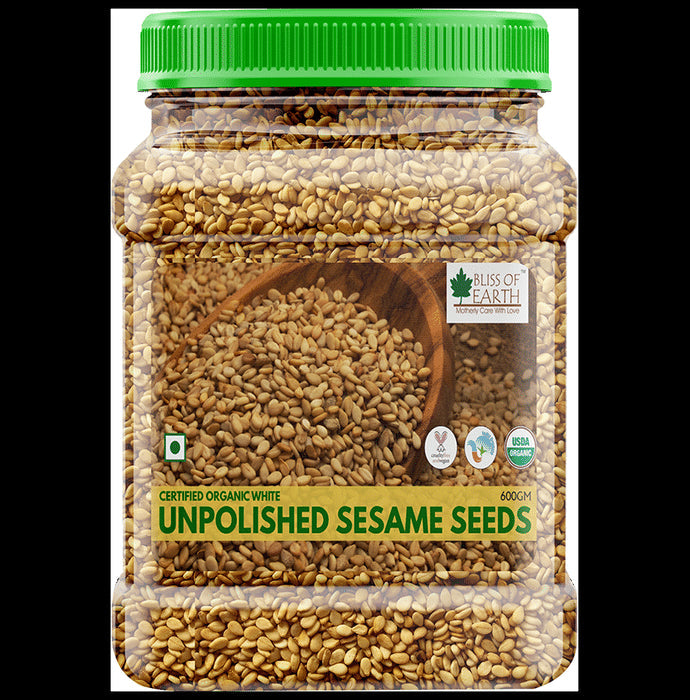 Bliss of Earth Certified Organic White Sesame Seeds Unpolished - Nibasu