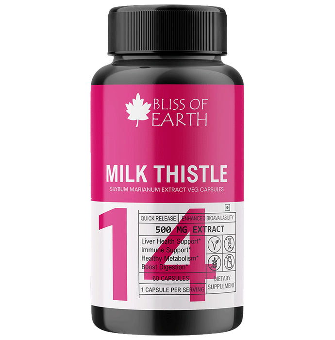 Bliss of Earth Milk Thistle 500mg Capsule - Nibasu