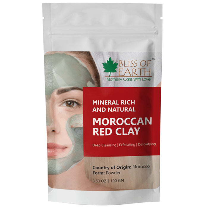 Bliss of Earth Mineral Rich and Natural Moroccan Red Clay Powder - Nibasu