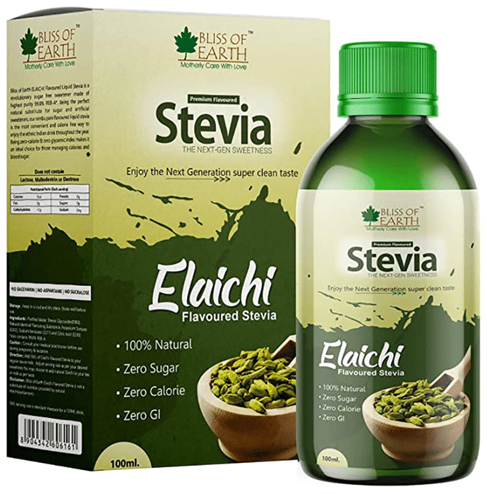 Bliss of Earth Premium Flavoured Stevia The Next-Gen Sweetness Liquid Elaichi - Nibasu