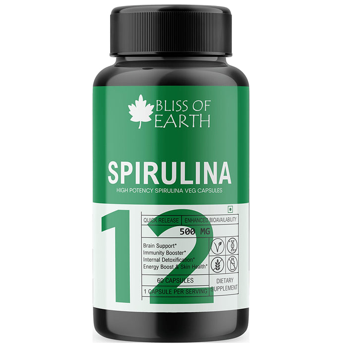 Bliss of Earth Spirulina 500mg Capsule - Nibasu