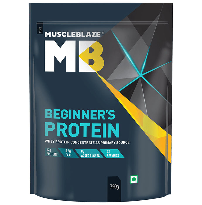 MuscleBlaze Beginner's Whey Protein Concentrate | With Zero Added Sugar | For Muscle Growth | Flavour Chocolate - Nibasu