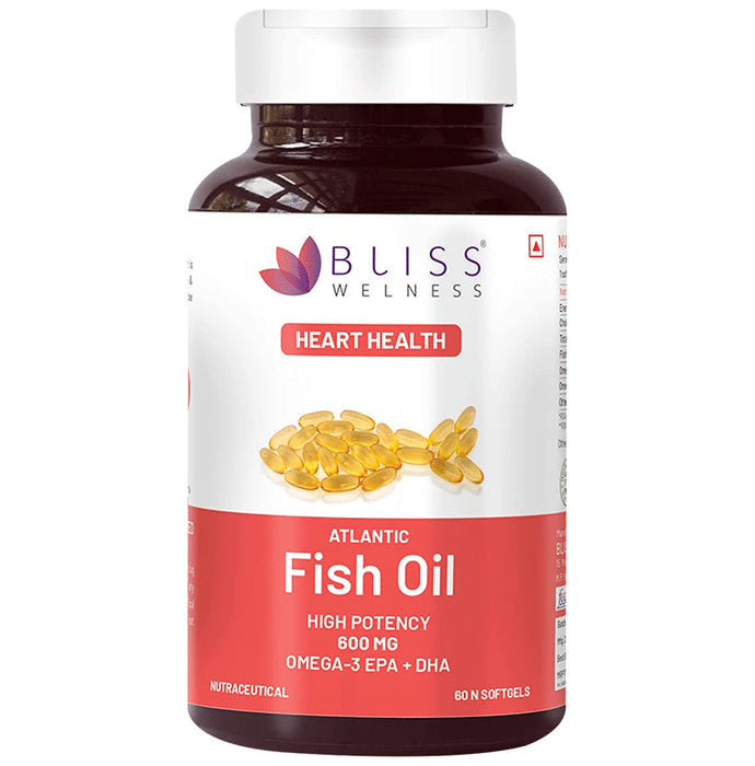 Bliss Welness Heart Health Arctic Fish Oil High Potency Omega-3 Softgel Capsule - Nibasu