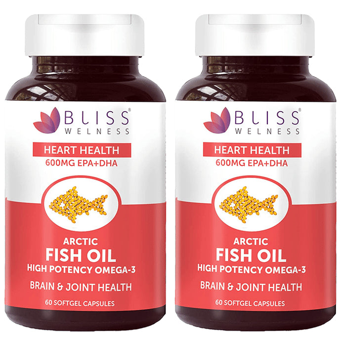 Bliss Welness Heart Health Arctic Fish Oil High Potency Omega-3 Softgel Capsule - Nibasu